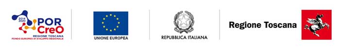 Loghi di POR Creo, Unione Europea, Repubblica Italiana e Regione Toscana.